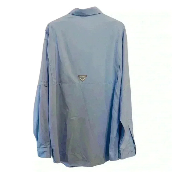 Columbia PFG Mens LT shirt long sleeve blue fishing roll-tab sleeves but… - Picture 3 of 12